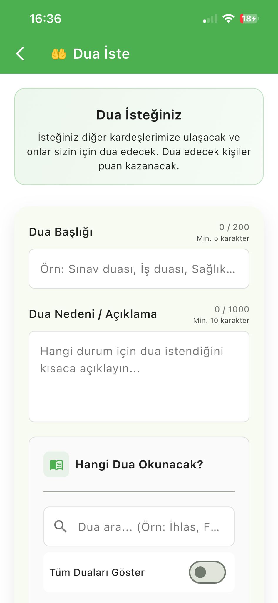 Dua İstekleri