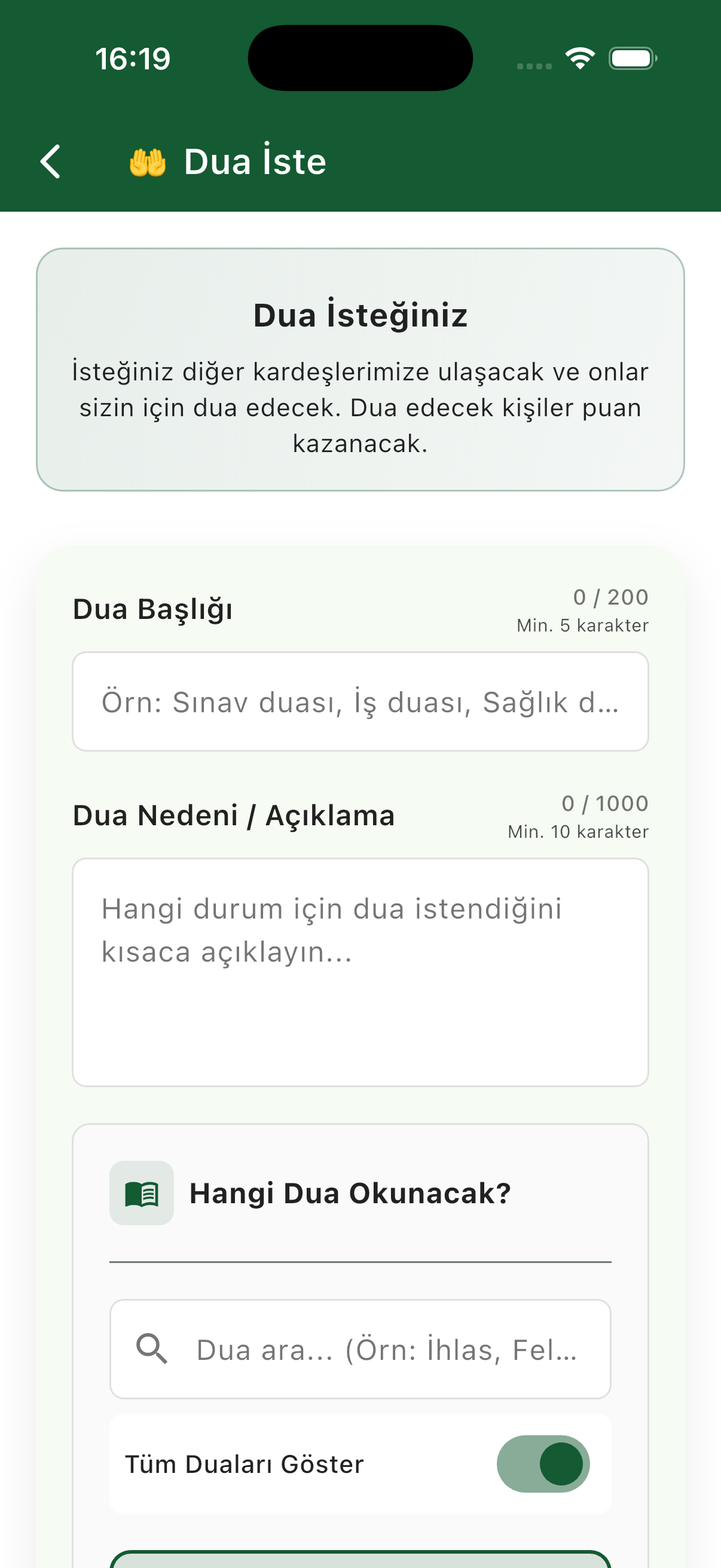 Dua İstekleri